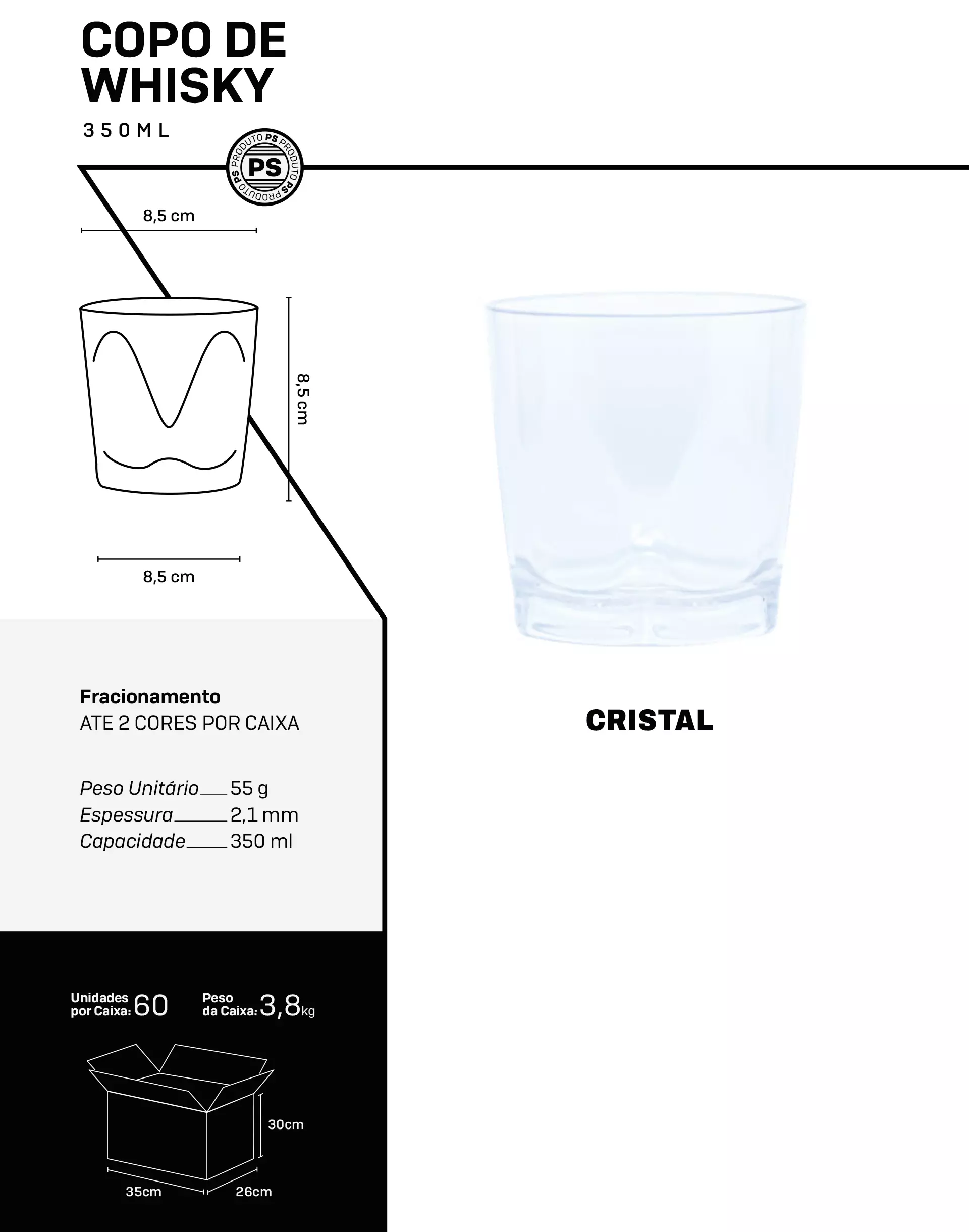 Copo whisky 350ml